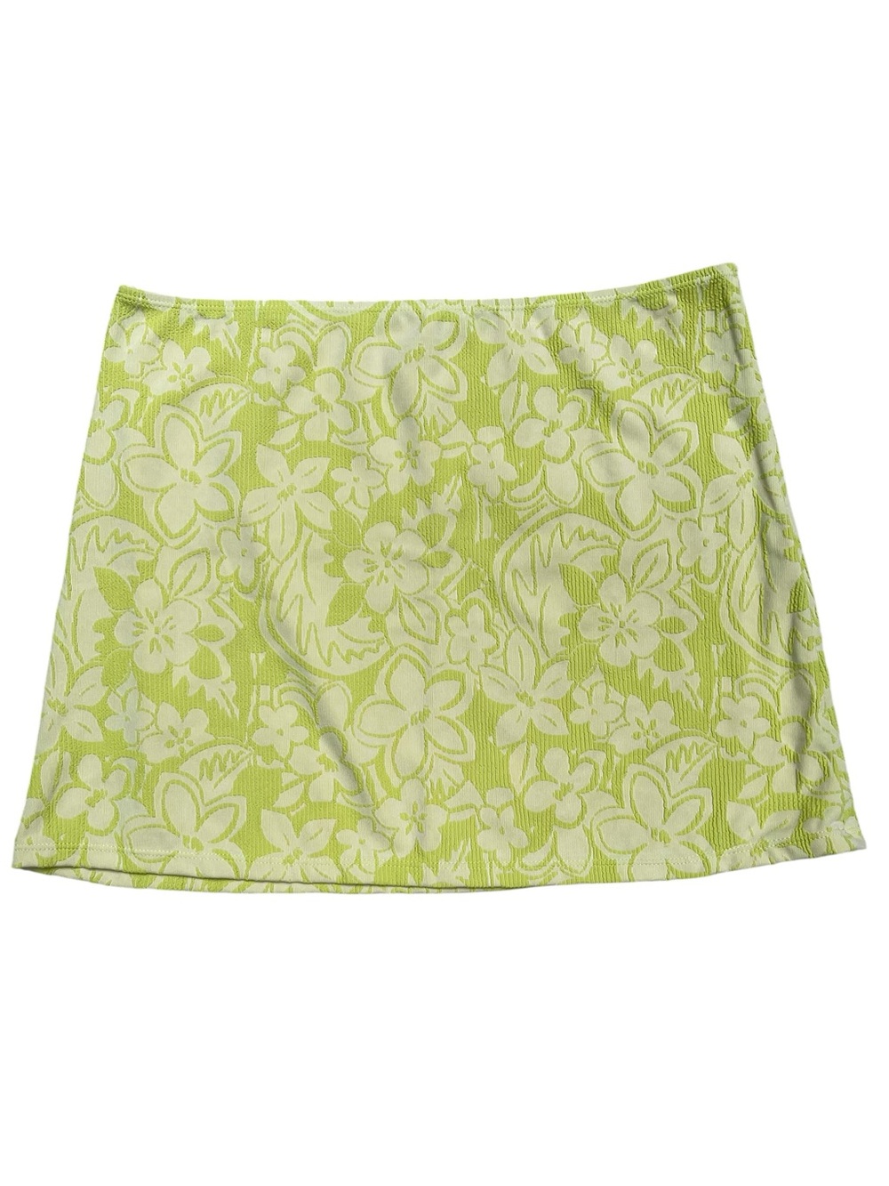 Cabana Del Sol Lime Green Floral Textured Mini Skirt Large NWOT Beach